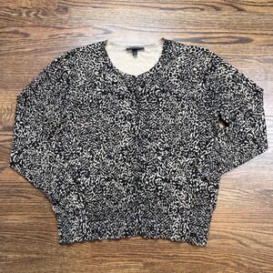 Lane Bryant Cardigan Sweater Womens 18/20 Tan Black Button Front Animal Print